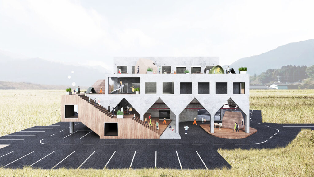 Hiroshima Kumano Cho Community Center Proposal Competition by Ko Nakamura Mosaic Design 熊野町防災センター プロポーザル 応募案 モザイクデザイン中村航