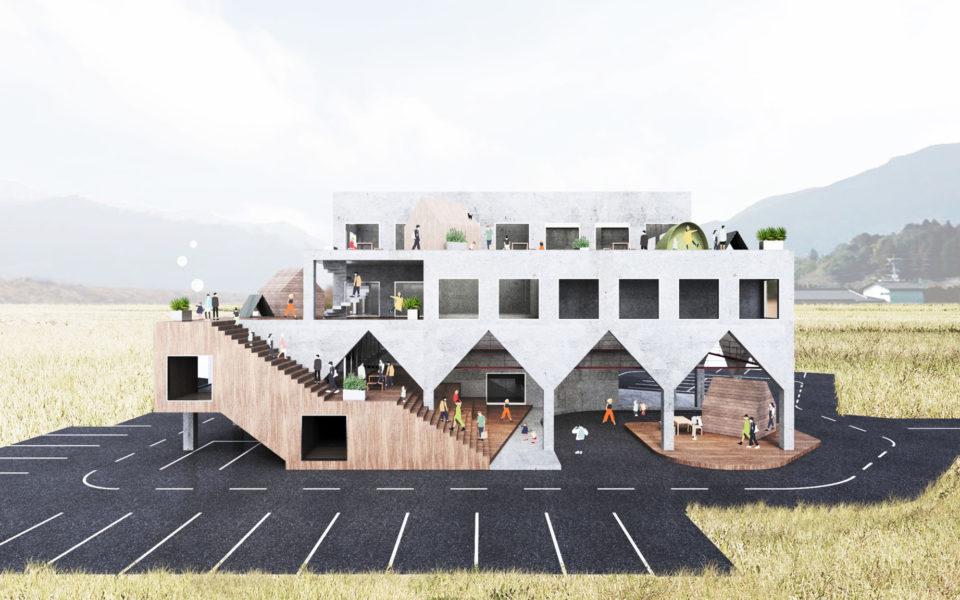Hiroshima Kumano Cho Community Center Proposal Competition by Ko Nakamura Mosaic Design 熊野町防災センター プロポーザル 応募案 モザイクデザイン中村航